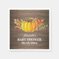 Rustic Fall Pumpkin Baby Shower Napkin