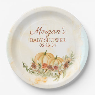 Rustic Fall Pumpkin Baby Shower Paper Plate