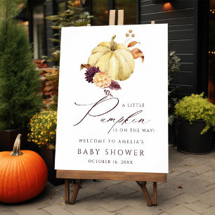 Rustic Fall Pumpkin Baby Shower Welcome Sign