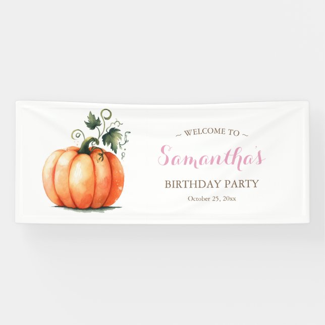 Rustic Fall Pumpkin Birthday  Banner (Horizontal)