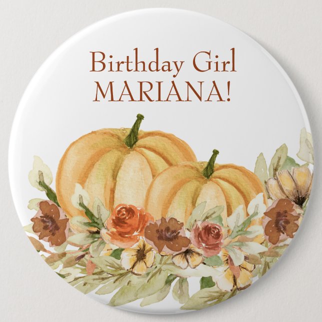 Rustic Fall Pumpkin Birthday Party 6 Cm Round Badge (Front)