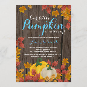 Rustic Fall Pumpkin Boy Baby Shower invitation