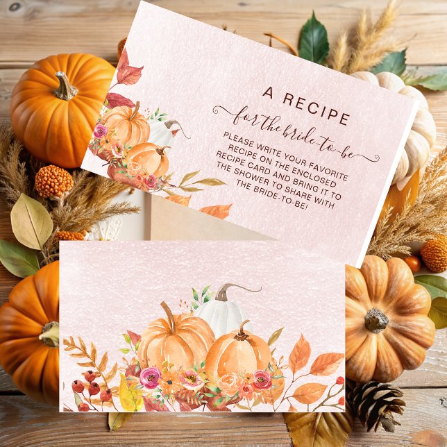 Rustic Fall Pumpkin Bridal Recipe Enclosure Card (Creator Uploaded)