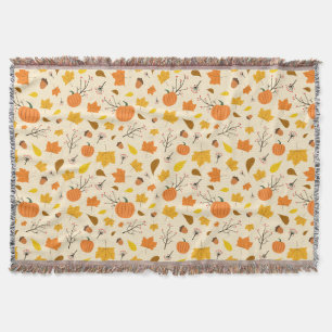 Rustic Fall Pumpkin Charm Throw Blanket