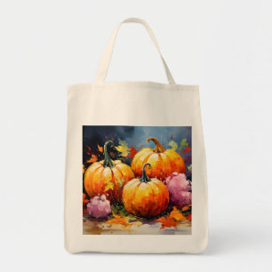 Rustic Fall Pumpkin Colourful Autumn Leaves Tote Bag