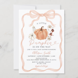 Rustic Fall Pumpkin Coquette Floral Baby Shower Invitation