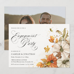 Rustic Fall Pumpkin Engagement Party Invitation