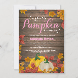 Rustic Fall Pumpkin Girl Baby Shower invitation