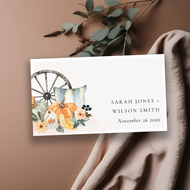 Rustic Fall Pumpkin Leafy Floral Wedding Website Enclosure Card (Creator Uploaded)