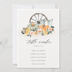 Rustic Fall Pumpkin Leafy Seating Chart Table Card