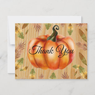 Rustic Fall Pumpkin Orange Thank You card