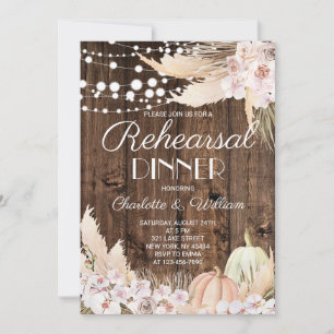 Rustic Fall Pumpkin Rehearsal Dinner Invitation