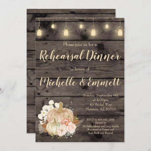 Rustic Fall Pumpkin Rehearsal Dinner Invitation