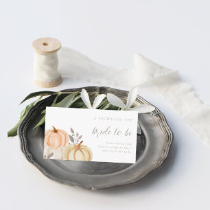 Rustic Fall Pumpkin Share A Recipe Bridal Shower Enclosure Card