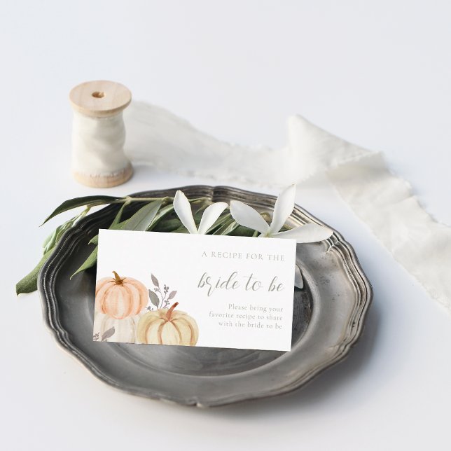 Rustic Fall Pumpkin Share A Recipe Bridal Shower Enclosure Card (Creator Uploaded)