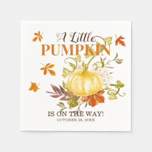 Rustic Fall Pumpkin    Watercolor Baby Shower Napkin
