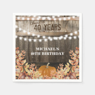 Rustic Fall Pumpkin Welcome Birthday Napkin