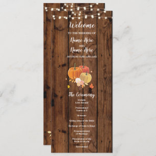 Rustic Fall Pumpkin Wood Wedding Program Details