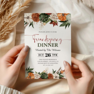 Rustic Fall Pumpkins Friendsgiving Dinner  Invitation