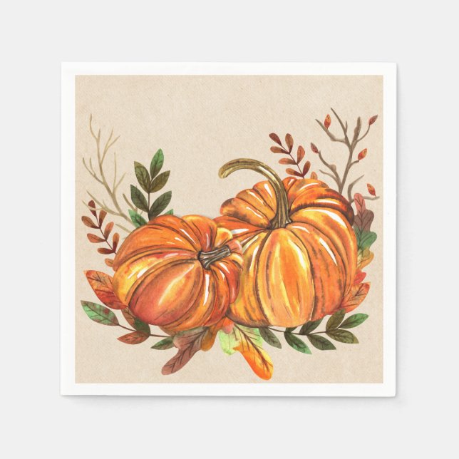 Rustic Fall Pumpkins Napkin (Front)