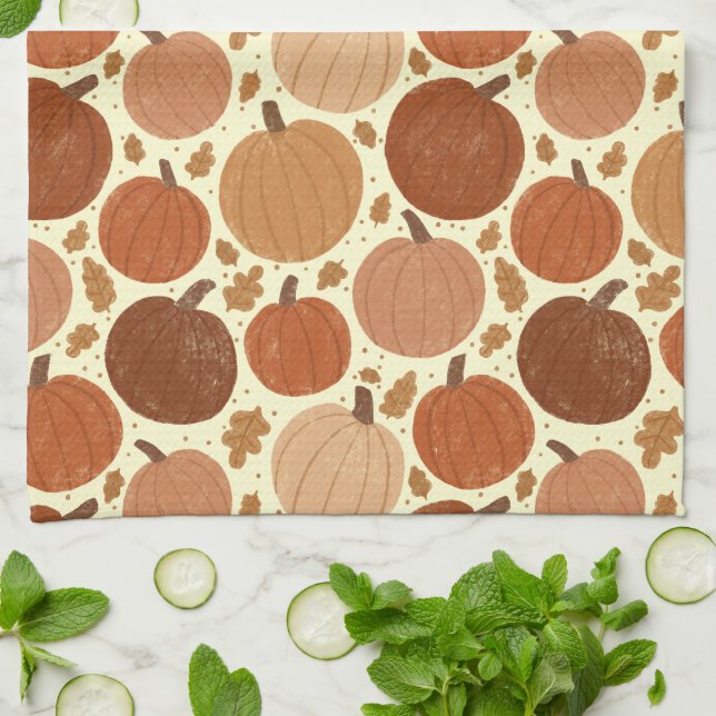 Rustic Fall Pumpkins Tea Towel (Folded)