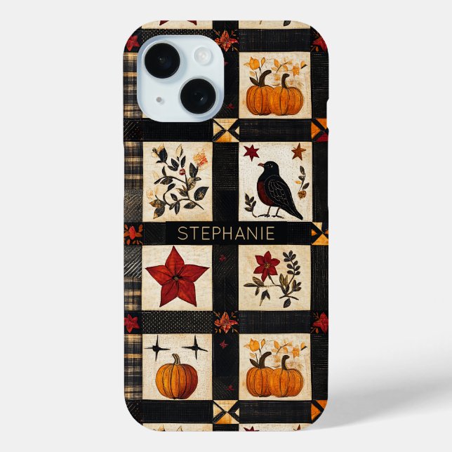 Rustic Fall Quilt Pattern | Farmhouse Patchwork Case-Mate iPhone Case (Back)