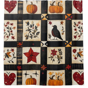 Rustic Fall Quilt Pattern Farmhouse Patchwork Shower Curtain