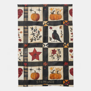 Rustic Fall Quilt Pattern   Farmhouse Patchwork Tea Towel