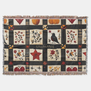 Rustic Fall Quilt Pattern Farmhouse Patchwork Throw Blanket