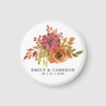 Rustic Fall Red Orange Floral Wedding Magnet<br><div class="desc">Rustic Fall Red Orange Floral Wedding Magnet.</div>