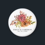 Rustic Fall Red Orange Floral Wedding Magnet<br><div class="desc">Rustic Fall Red Orange Floral Wedding Magnet.</div>