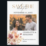 Rustic Fall Save The Date Wedding Magnet<br><div class="desc">The Rustic Fall Save the Date Wedding Magnet is a charming and sophisticated choice for announcing your wedding in true autumn style. Featuring an engagement photo template that allows you to share a personal, memorable photo, this magnet combines elegant typography with a beautiful watercolor floral arrangement in warm fall hues....</div>
