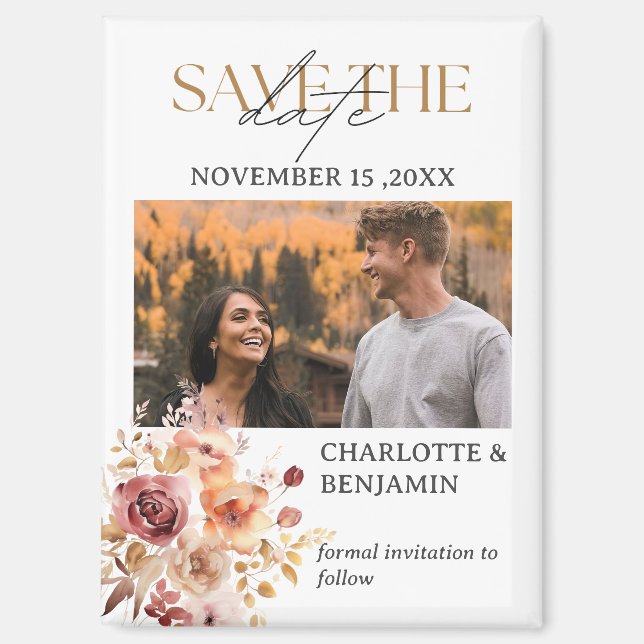 Rustic Fall Save The Date Wedding Magnet (Front)