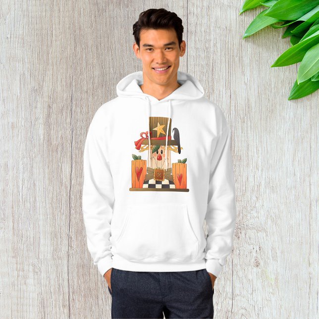 Rustic Fall Scarecrow with Pumpkins and Crow  Hoodie (Creator Uploaded)