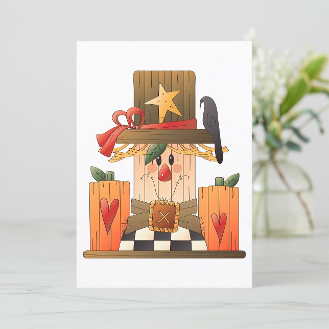 Rustic Fall Scarecrow with Pumpkins and Crow  Invitation (Creator Uploaded)