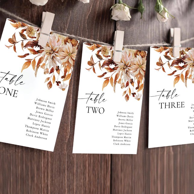 Rustic Fall Seating Chart Table Number Card (Creator Uploaded)