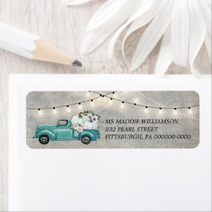 Rustic Fall String Lights on Wood Return Address  Return Address Label