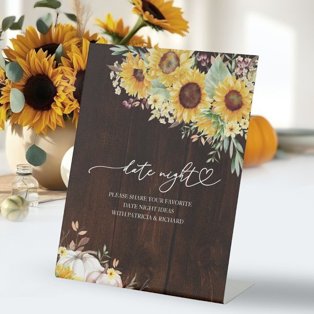 Rustic Fall Sunflower Pumpkin Date Night Jar Sign (Creator Uploaded)