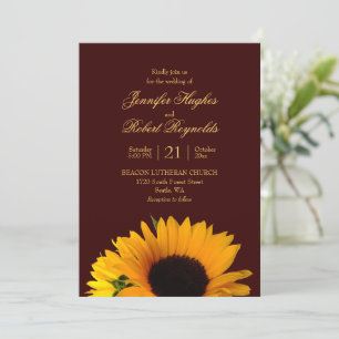 Rustic Fall Sunflower Wedding Invitation
