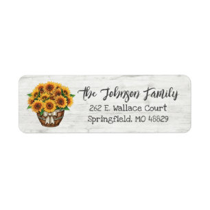 Rustic Fall Sunflowers Thanksgiving Return Address Return Address Label