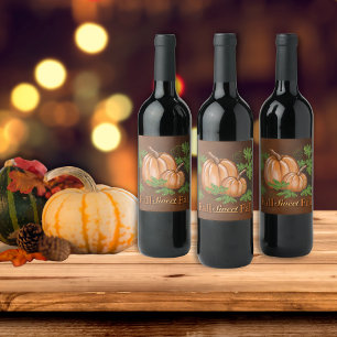 Rustic Fall Sweet Fall Pumpkins Wine Label