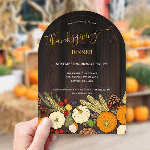 Rustic Fall Table Thanksgiving Dinner Acrylic Invitations