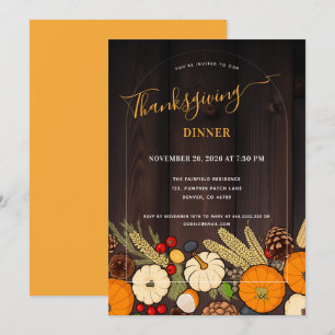 Rustic Fall Table Thanksgiving Dinner Invitation