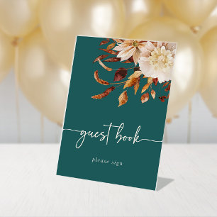 Rustic Fall Teal Pedestal Sign