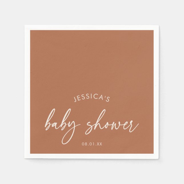 Rustic Fall Terracotta Baby Shower Napkin (Front)