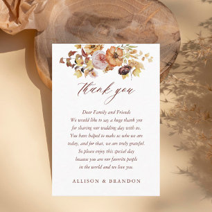 Rustic Fall Terracotta Boho Wedding Thank You  Place Card