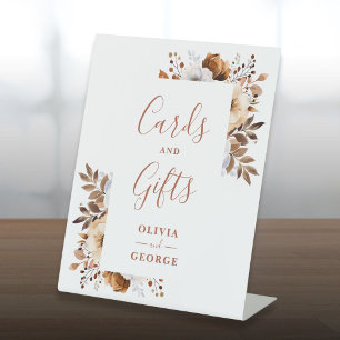 Rustic Fall Terracotta Floral Cards And Gifts Pedestal Sign