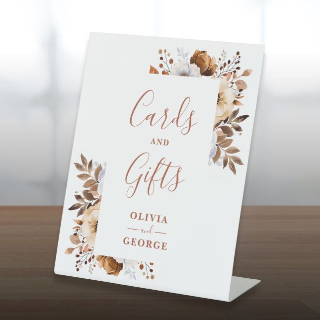 Rustic Fall Terracotta Floral Cards And Gifts Pedestal Sign (Rustic Fall Terracotta Floral Cards And Gifts Pedestal Sign)