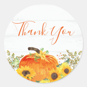 Rustic Fall Thank You Classic Round Sticker