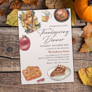 Rustic Fall Thanksgiving Dinner Turkey Invitation